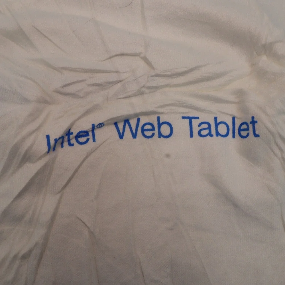 Intel Web Tablet Promo Gildan T-Shirt Mens Large‎ White Vintage Y2K Tech Graphic